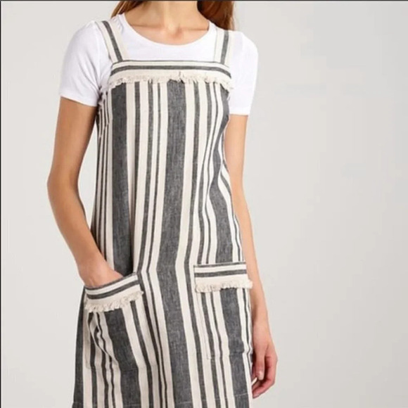 Whistles Cici‎ Stripe Bardot Dress Linen Blend sz 0 - Picture 1 of 8